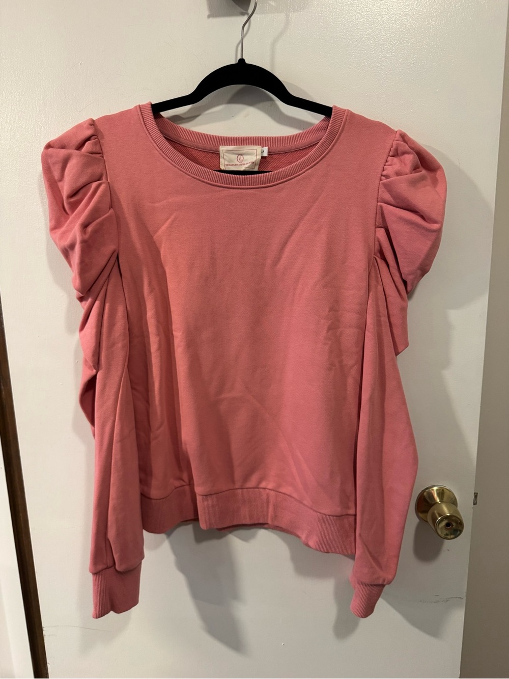 Women’s Pink Blush Puffed Long Sleeved Shirt Top - Happily Eva After - Size LG